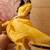 Yellow cotton printed kurta & trousers with dupatta set for women