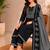 Black cotton kurta pant & dupatta set for women