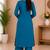 Rama green embroidered cotton kurta with pant & dupatta set for women