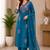Rama green embroidered cotton kurta with pant & dupatta set for women