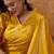 Yellow cotton printed kurta & trousers with dupatta set for women