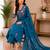 Rama green embroidered cotton kurta with pant & dupatta set for women