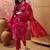 Pink cotton printed kurta & trousers with dupatta set for women