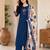 Pure cotton ethnic print blue kurta & pant with dupatta set for women