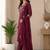 Purple embroidered cotton kurta with pant & dupatta set for women