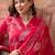Pink cotton printed kurta & trousers with dupatta set for women