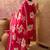 Pink cotton floral print kurta & trousers with dupatta set for women