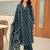 Pure cotton printed teal blue kurta & pant with dupatta set for women