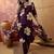 Purple cotton floral print kurta & trousers with dupatta set for women