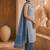 Blue & white pure cotton kurta, pant & dupatta set for women