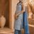 Blue & white pure cotton kurta, pant & dupatta set for women