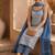 Blue & white pure cotton kurta, pant & dupatta set for women