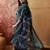 Teal blue cotton floral print kurta & trousers with dupatta set for women