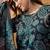Teal blue cotton floral print kurta & trousers with dupatta set for women