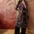 Black cotton floral print kurta & trousers with dupatta set for women