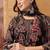 Black cotton floral print kurta & trousers with dupatta set for women