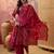 Pink cotton floral print kurta & trousers with dupatta set for women