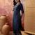 Rayon blue printed straight kurta with pant set for women