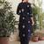 Navy blue pure cotton kurta, pant & dupatta set for women