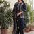 Navy blue pure cotton kurta, pant & dupatta set for women