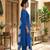 Blue straight kurta with trousers & dupatta set for women