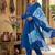 Blue straight kurta with trousers & dupatta set for women