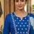 Blue straight kurta with trousers & dupatta set for women