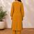 Pure cotton floral print mustard kurta & pant with dupatta set for women