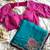 Teal embroidery work fancy fabric saree with blouse