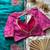 Teal embroidery work fancy fabric saree with blouse