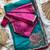 Teal embroidery work fancy fabric saree with blouse