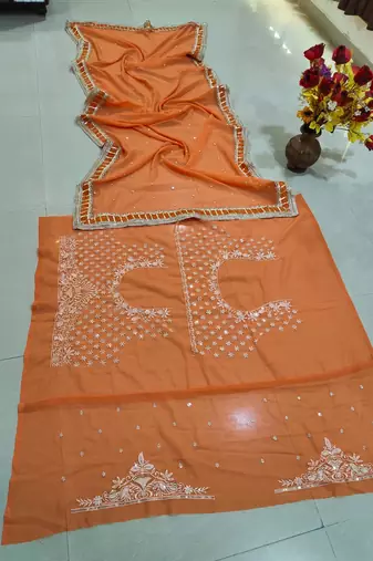 New Designer Orange Georgette Embroidered Lehenga Choli Set For Women's