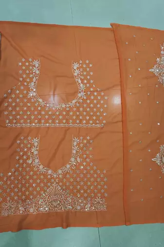 New Designer Orange Georgette Embroidered Lehenga Choli Set For Women's