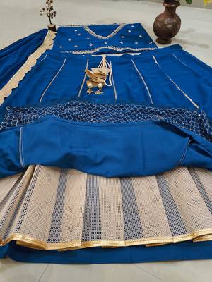 Royal Blue Faux Georgette Designer Embroidered Lehenga Choli Set For Women's 4
