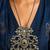 Long Oxidized Silver Statement Necklace, Handcrafted Pendant with Red Stone