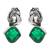 Silver plated green stone drop earrings