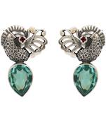 Silver plated blue stone drop earrings