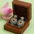 Silver plated turquoise blue stone kundan earrings