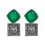 Silver plated green stone earrings