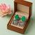 Silver plated green stone earrings