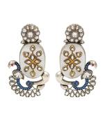 Silver plated white stone kundan earrings