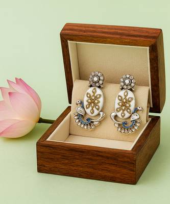 Silver plated white stone kundan earrings 3