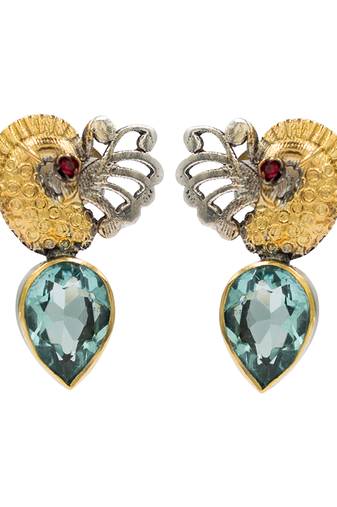 Silver plated green stone earrings