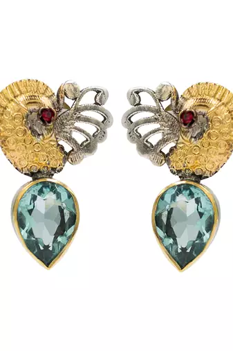 Silver plated green stone earrings