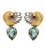 Silver plated green stone earrings