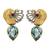 Silver plated green stone earrings