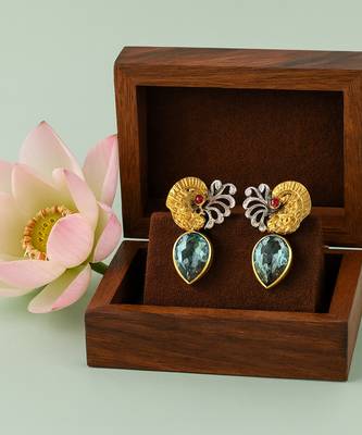 Silver plated green stone earrings 2