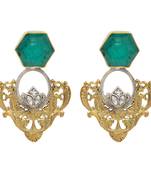 Gold plated green stone earrings