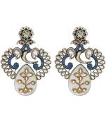 Silver plated white stone kundan earrings