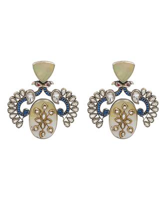 Silver plated white stone kundan earrings 1